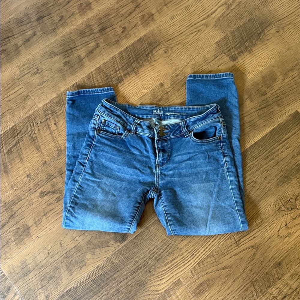 Solid Denim Blue Slim women's Jeans